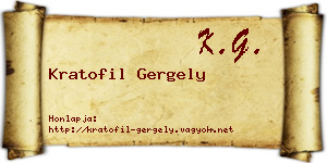 Kratofil Gergely névjegykártya